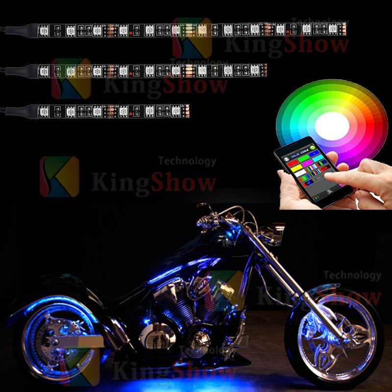 8Pcs led Motorcycle Light Kit Strips Multi-Color Accent Glow Neon Lights Lamp Flexible with Remote Controller 8