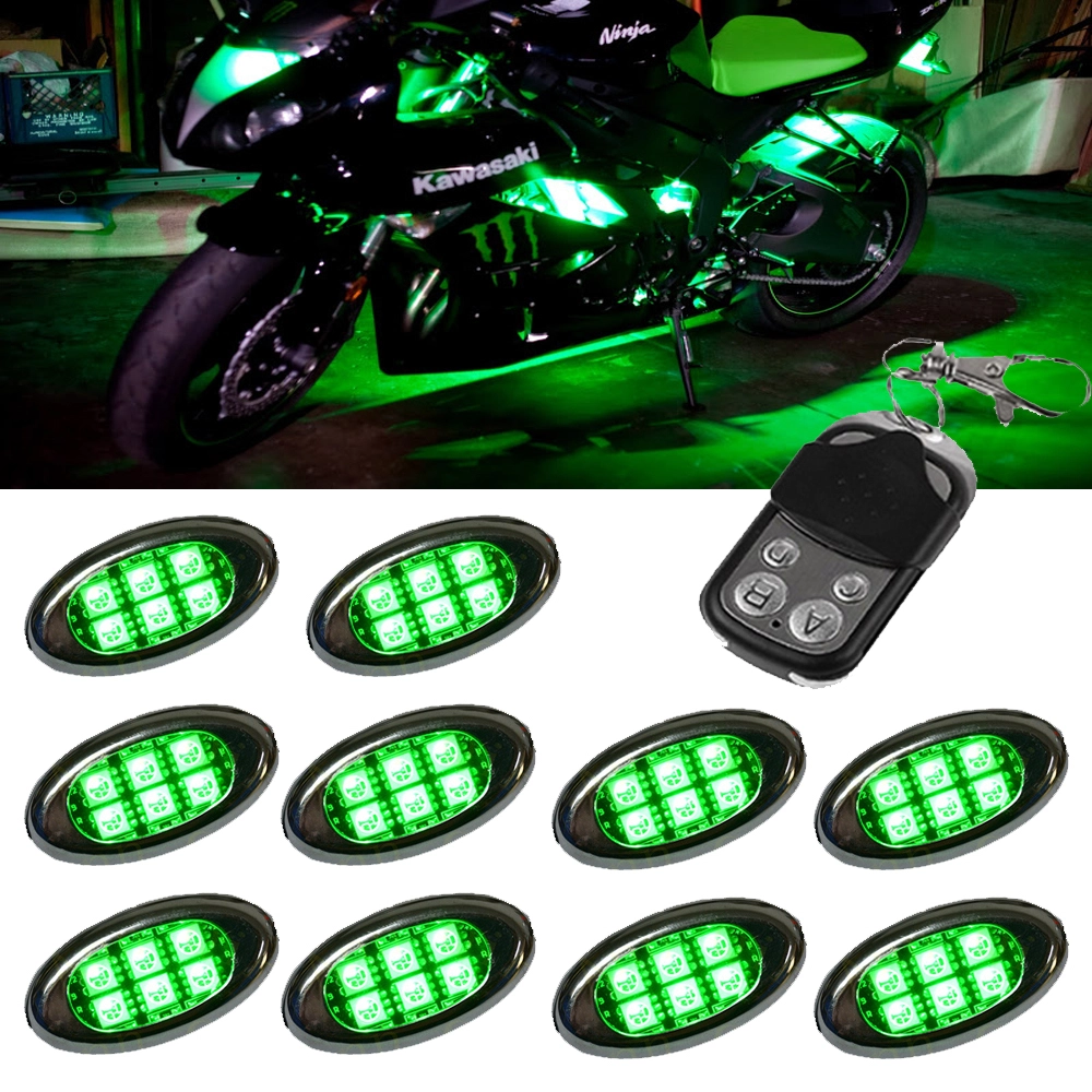 Kingshowstar - Advanced LED Multi Color Motorcycle Accent Glow 5050 Waterproof Oval Pod light kit with Wireless Remote Controller LED Motorcycle Bicycle Light 1