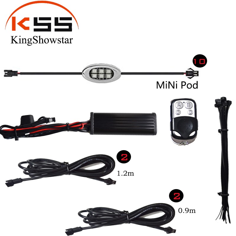 Kingshowstar - Advanced LED Multi Color Motorcycle Accent Glow 5050 Waterproof Oval Pod light kit with Wireless Remote Controller LED Motorcycle Bicycle Light 13