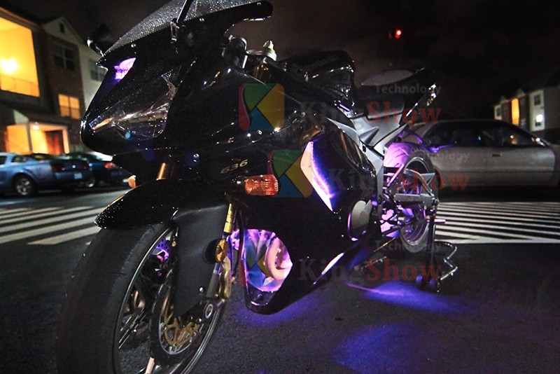 Kingshowstar - Advanced LED Multi Color Motorcycle Accent Glow 5050 Waterproof Oval Pod light kit with Wireless Remote Controller LED Motorcycle Bicycle Light 17