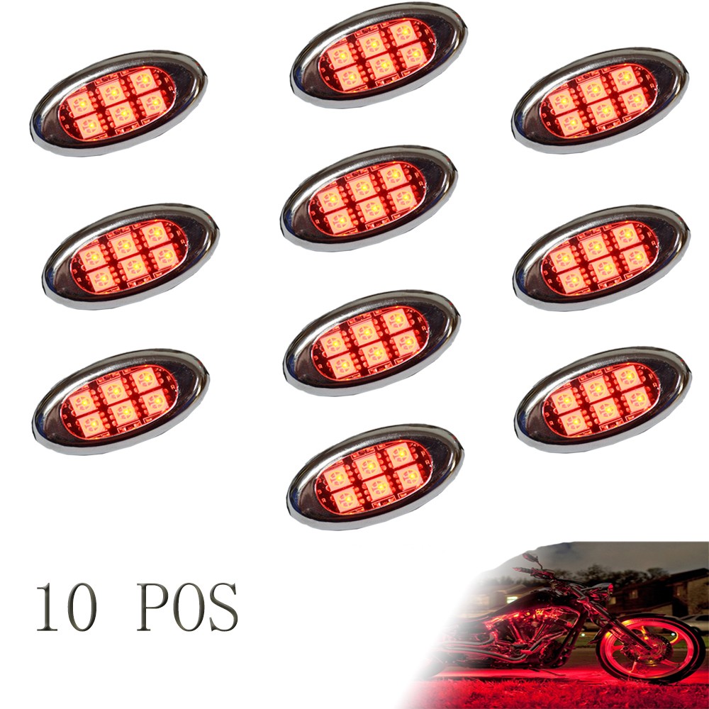 Kingshowstar - Advanced LED Multi Color Motorcycle Accent Glow 5050 Waterproof Oval Pod light kit with Wireless Remote Controller LED Motorcycle Bicycle Light 9