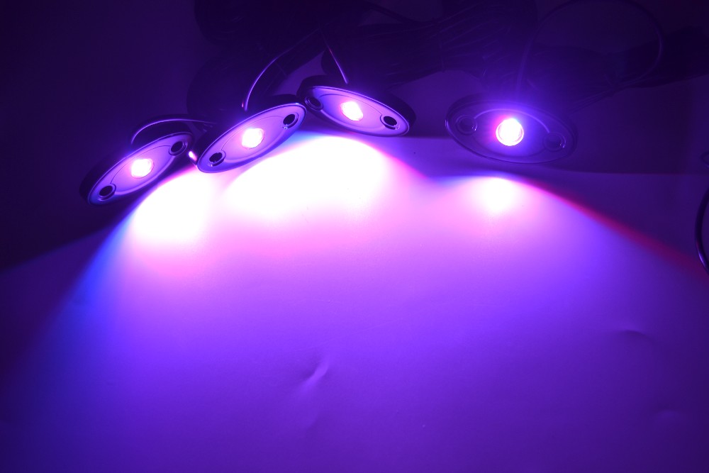 Kingshowstar - 8Pcs RGB lux LED Rock Lights Wireless Blue-tooth Music Flashing Multi Color Offroad led normal 9W/12W rock light 14