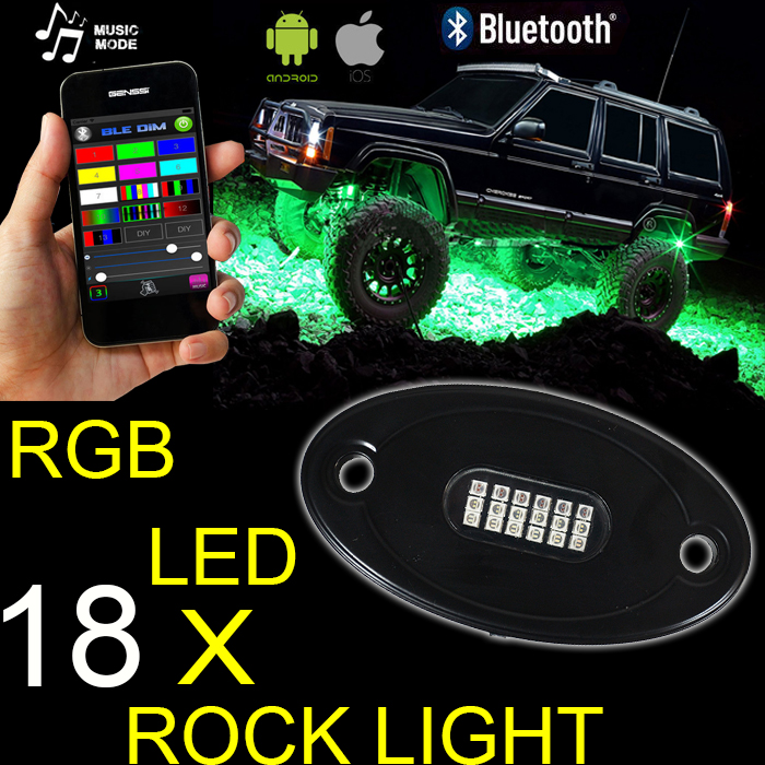 Kingshowstar - RGB app 6x3W mini LED rock light offroad led rock light Waterproof Off Road LED Rock Light led top level 24W rock light 8