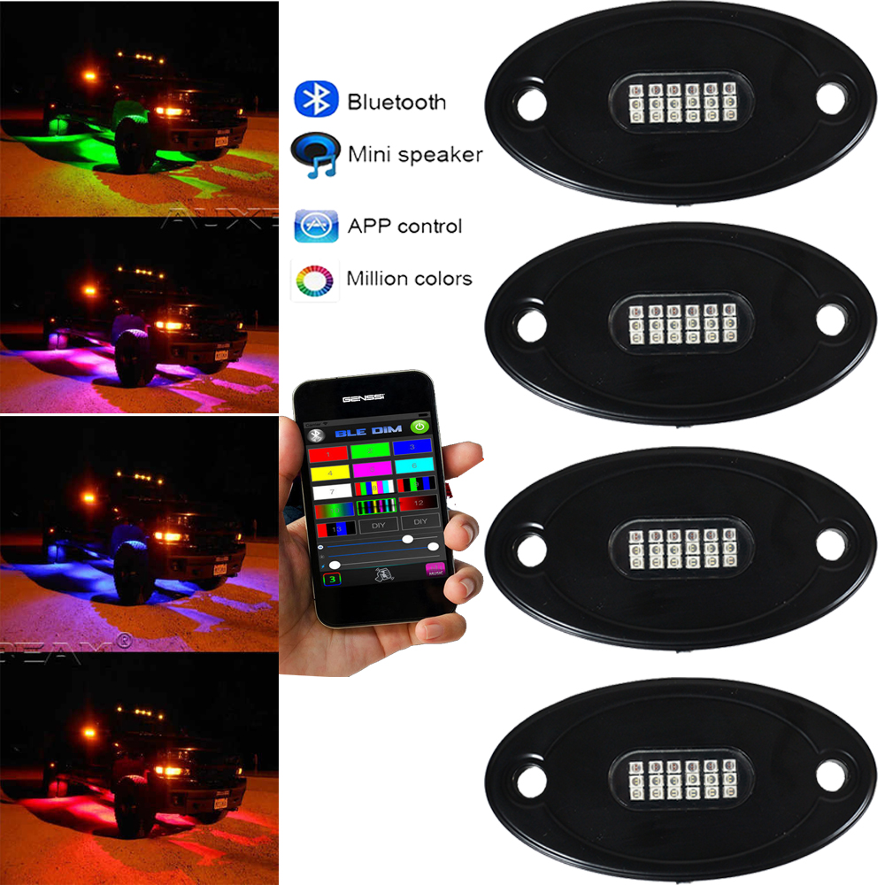 Kingshowstar - 6Pod Auto Lighting High Power Cool White RGB offroad 4x4 LED Rock Light led top level 24W rock light 10