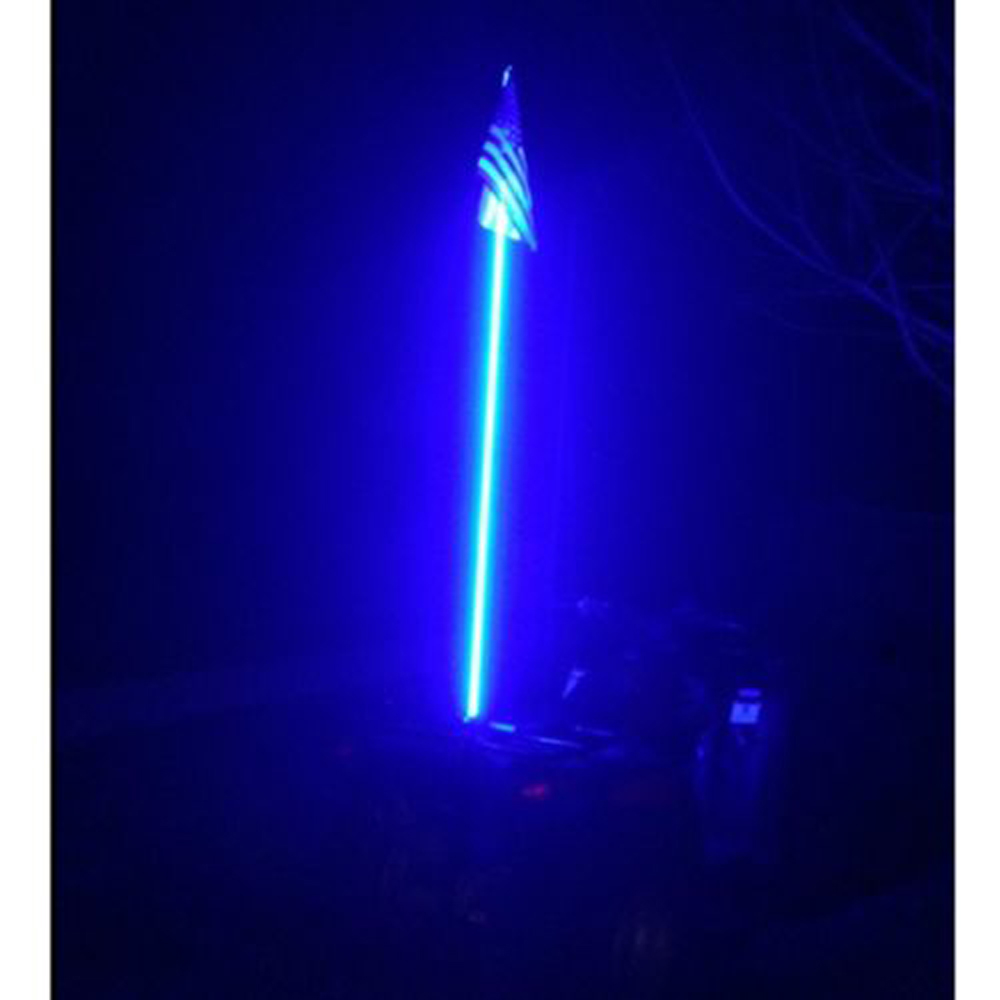 5ft Lighted Spiral LED Whip Antenna w/Flag Blue-tooth for ATV Polaris RZR UTV 16