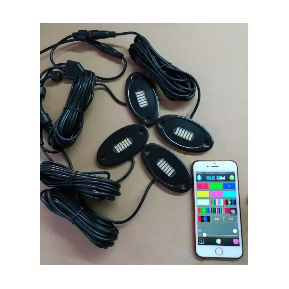 16 Pods RGBW LED Rock Lights - Multicolor Underglow Neon Light Kit with Blue-tooth Controller 16