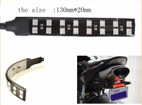 Motorcycle LED Brake Lights Turn Signal Strip License Flash Tail Stop Lights 9