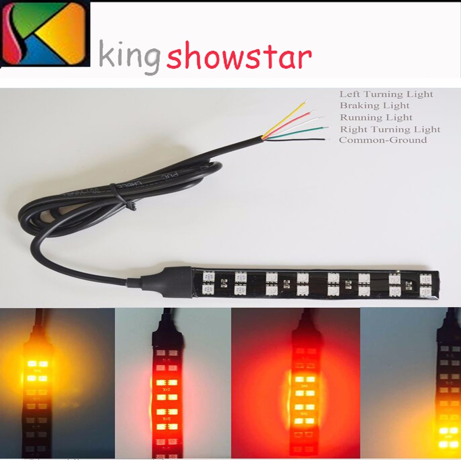 Motorcycle LED Brake Lights Turn Signal Strip License Flash Tail Stop Lights 7