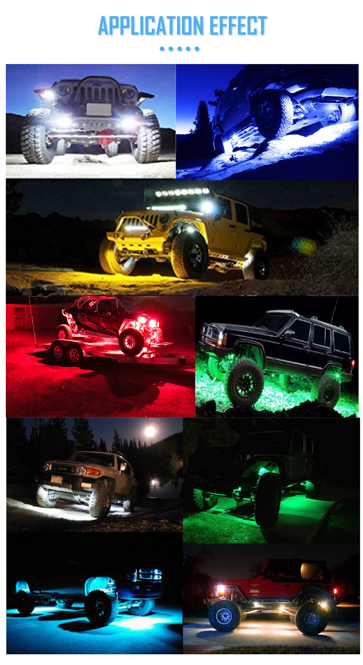 Waterproof lights kit interior car high power APP bros rgbw led rock lights 18