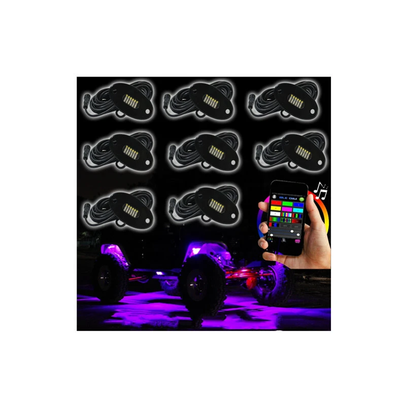 Kingshowstar - High Quality Color Changing Rgb 12 Pod Led Rock Light For Jeep Wrangler Jk Under Car Glowing led top level 24W rock light 1