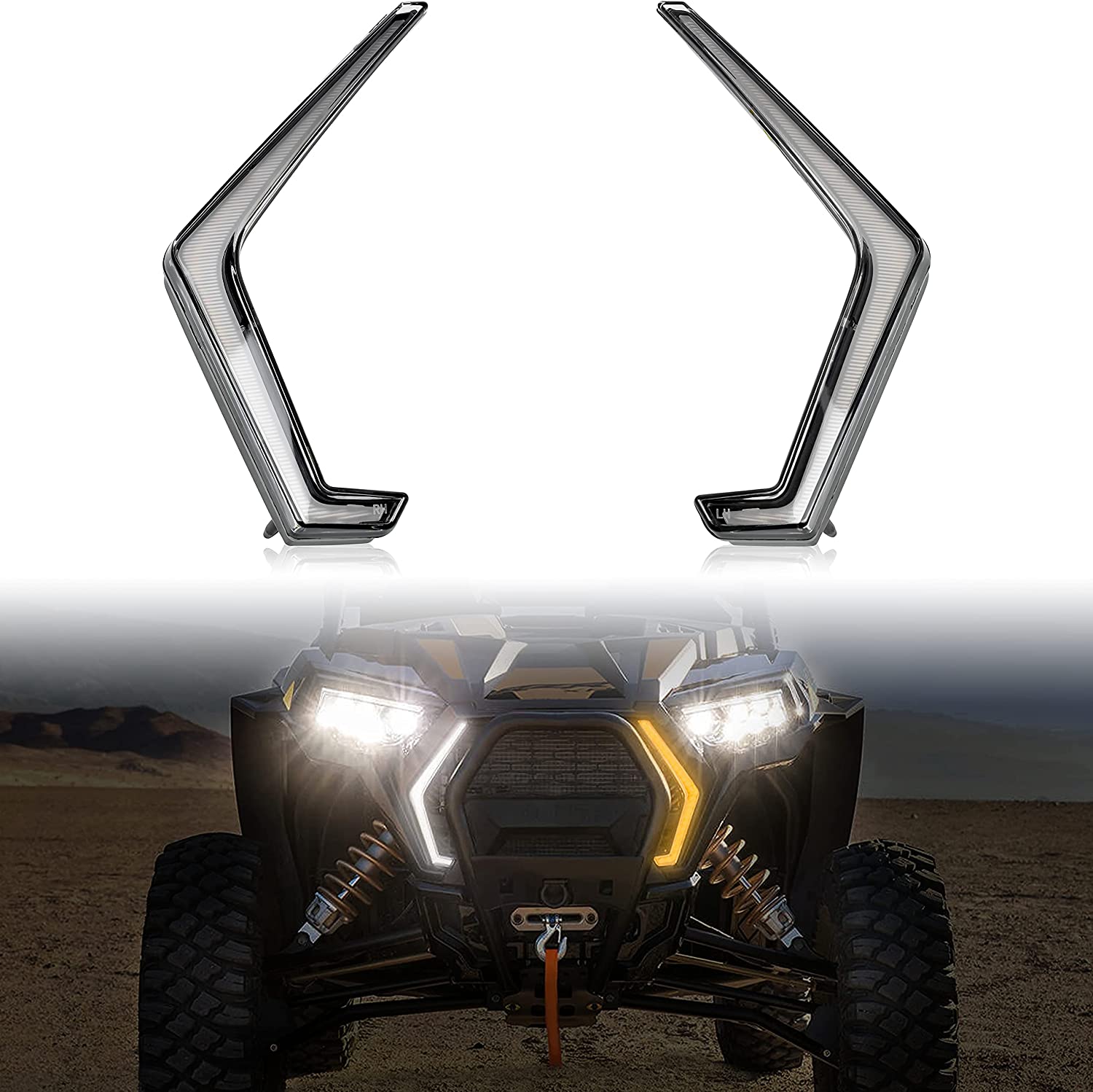 Kingshowstar - 2021 New RGBW Led Fang Running Turn Signal Accent Lights For 18-21 Polaris Rzr Xp 4 1000 Turbo led top level 24W rock light 8