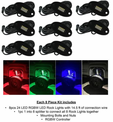 kingshow 8pc RGBW LED Rock Light Kit Rock Crawler LED under body LED RGBW rock light kit 8
