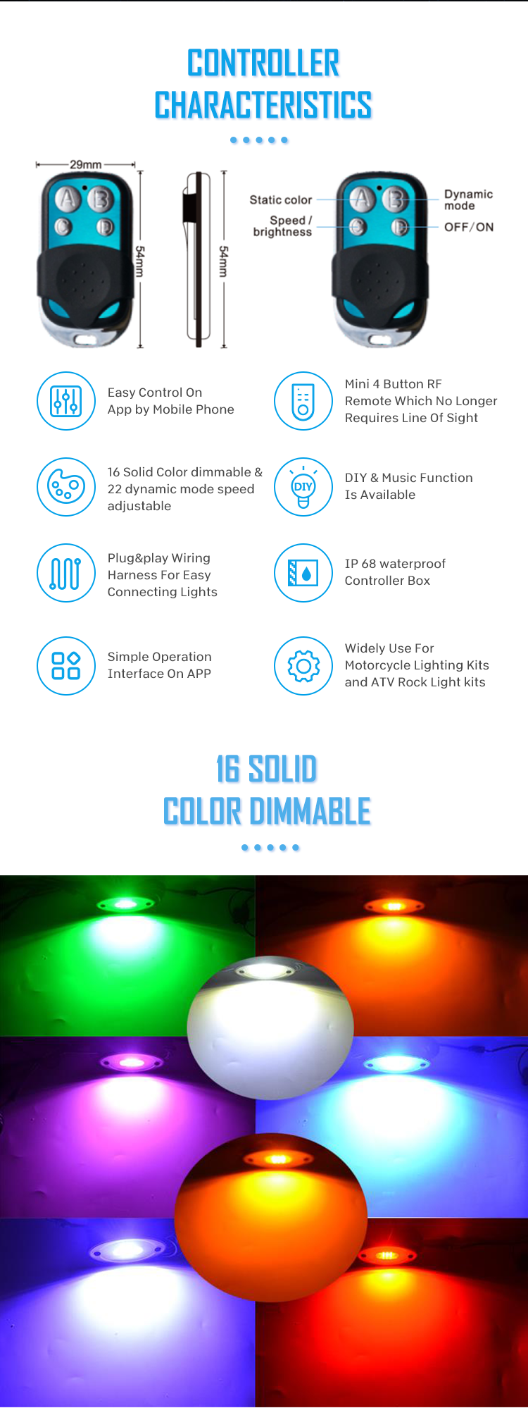 Color Car Exterior Decorating 36 Led Rock Light Blue-tooth Rgb Music Controller Led Rock Light Auto Automobile Led Lighting 10