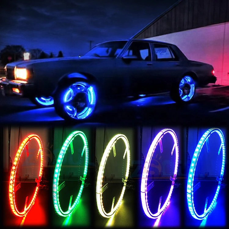 17 inch LED Wheel Ring Light Kit RGB Blue-tooth Control With Double LED Illuminated Rim Wheel Ring Lights 1