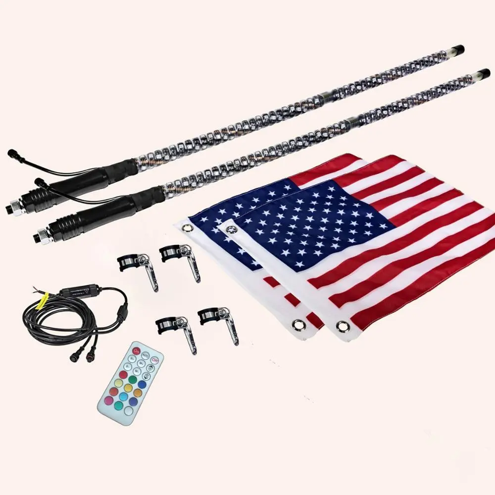 Kingshowstar - Remote Control Antenna Whips Lamp Accessories RGB 360 Degree Spiral LED Whip Lights for UTV Offroad Vehicle led whip light 1