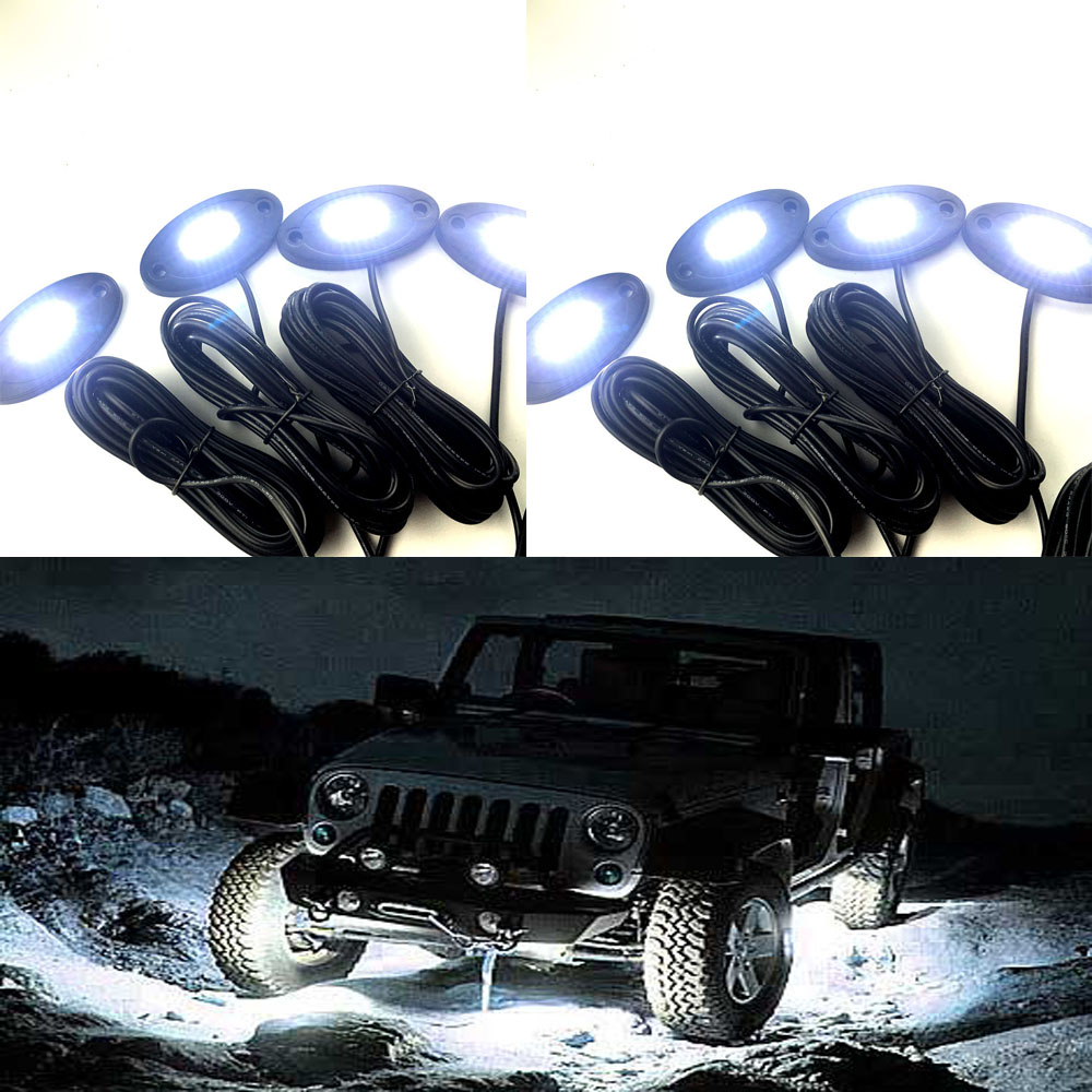 Kingshowstar - 8 Pods LED Rock Lights White for JEEEP ATV SUV Off--road Truck LED Rock Lights led top level 24W rock light 14