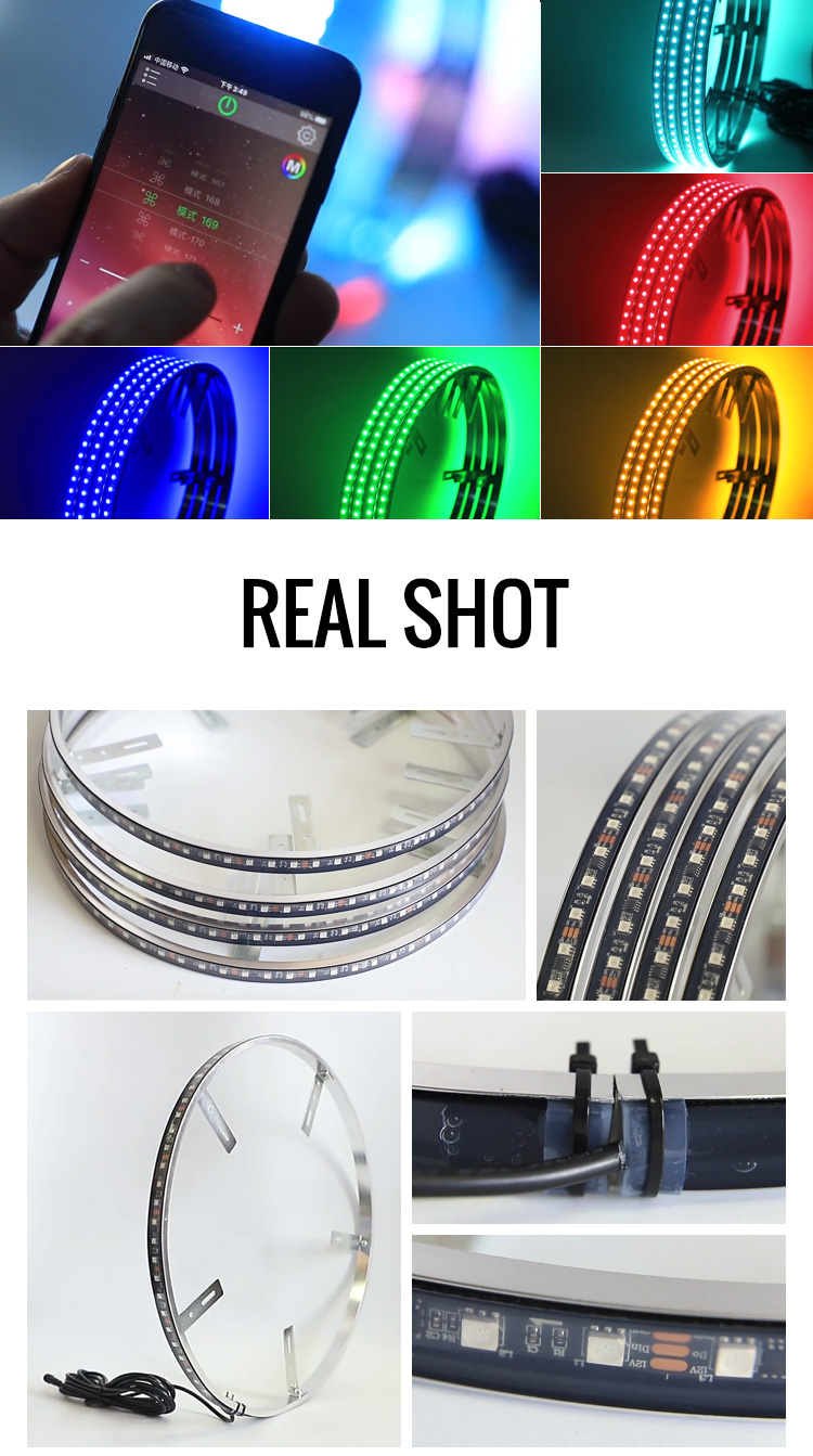 Multi-color RGB change wheel ring lights rim led wheel ring light waterproof led wheel lights 12
