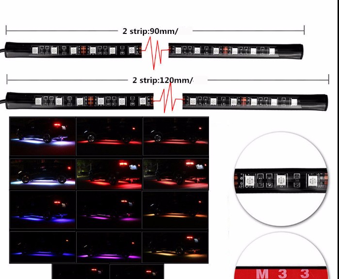 Kingshowstar - 4 pcs RGB Colors LED Strip Under Car Underbody underglow Neon Lights Kit with remote led auto interior underbody light 9
