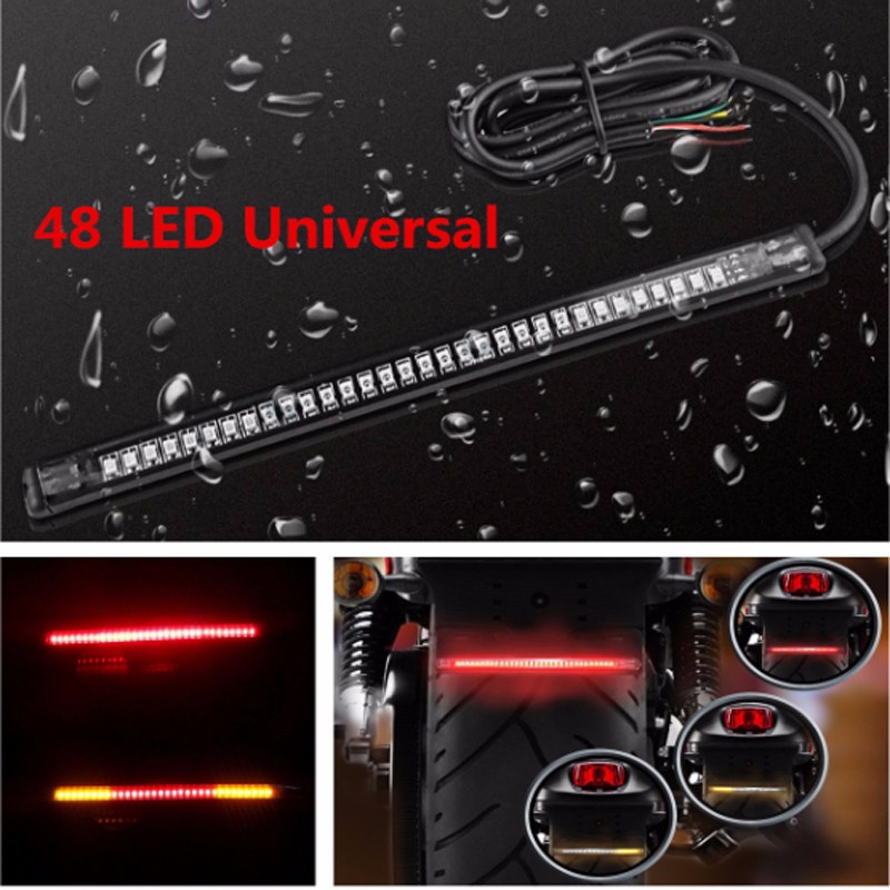 Flexible 48 LED Universal Motorcycle Brake Turn Signal Light Strip License Plate Tail Light 11