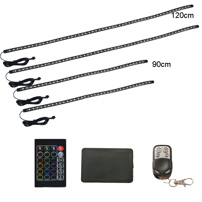 Kingshowstar - Multi Color 4pcs waterproof 5050SMD LED Strip Under Car Tube underglow Underbody System Neon Lights Kit (2x90cm & 2x120cm) Led automotive light 27