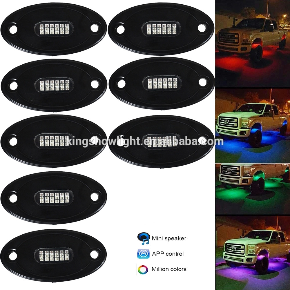 Kingshowstar - 4pcs Factory manufacturer RGB Color APP BT Controlled LED Rock Light Kit With 24Key Remote Controller led top level 24W rock light 12