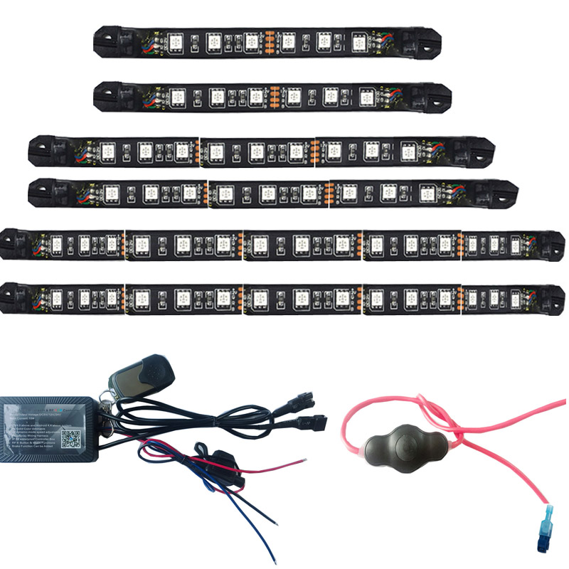 6pcs Multi-Color RGB Waterproof Flexible Strip Motorcycle LED NEON Lighting Kit 10