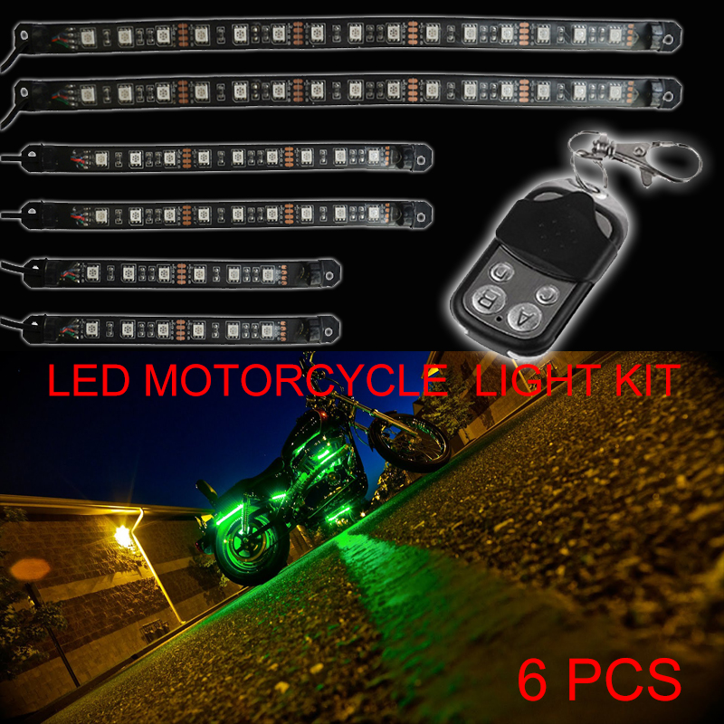 High Lumen 12v Million Color Motorcycle Strip Underglow Accent 60 LED Light Kit Motorcycle Rim Pod Light with Remote Controller 9