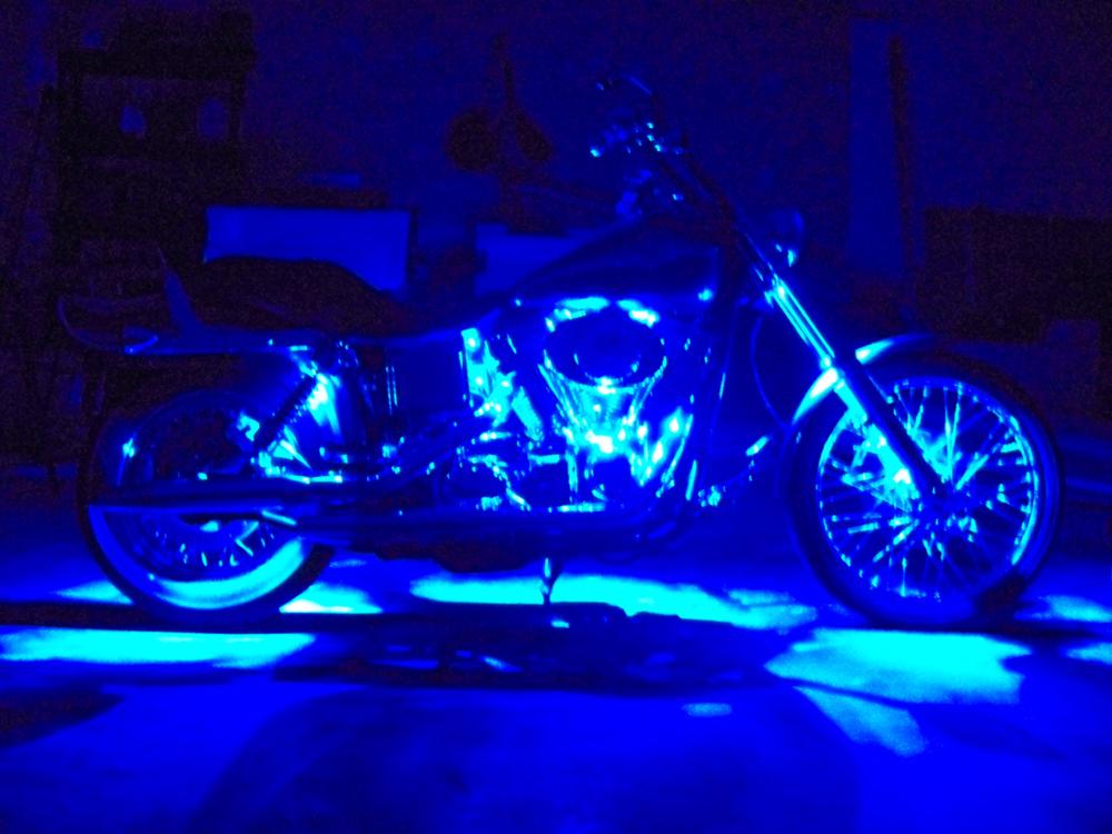 High Lumen 12v Million Color Motorcycle Strip Underglow Accent 60 LED Light Kit Motorcycle Rim Pod Light with Remote Controller 17