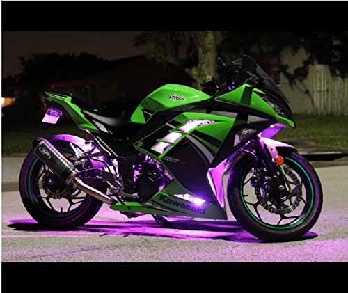 LED Wireless Sound Activated Blue-tooth APP Control Motorcycle Underbody Glow LED Lights Flexible Strips Kit 18