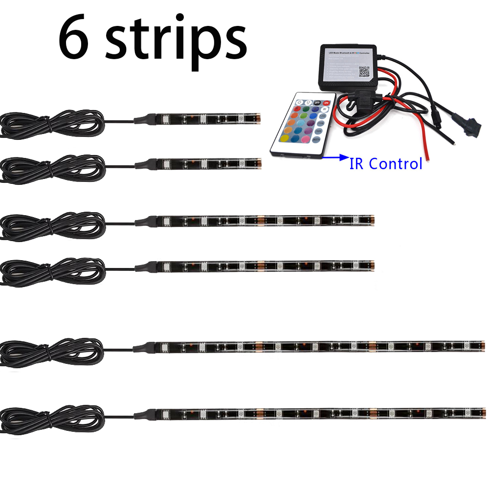 LED Wireless Sound Activated Blue-tooth APP Control Motorcycle Underbody Glow LED Lights Flexible Strips Kit 8