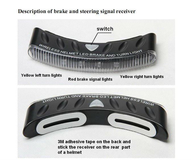 Waterproof LED wireless motorcycle helmet brake & turn signal light kit 9