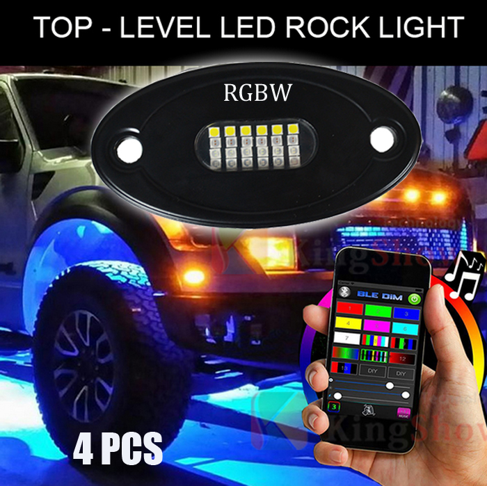 Kingshowstar - 4PCS RGBW LED Rock ATV 4x4 OffRoad Truck Trail Fender Underbody Lights led top level 24W rock light 10
