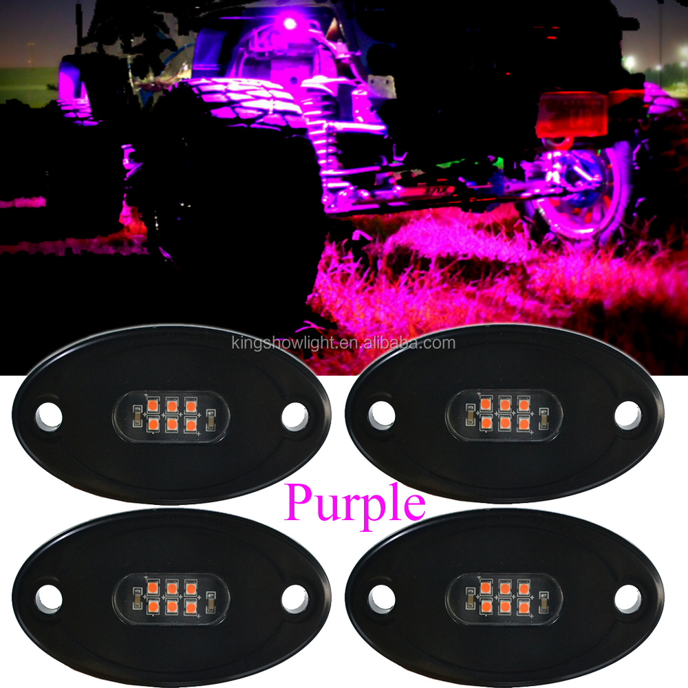 4pcs Waterproof Purple 24W High Power Super Bright LED Rock Light Car Truck Pickup Under Body Tail Light 13