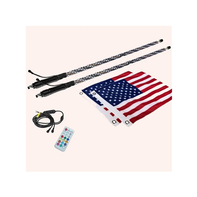 Fashion Rgb Remote Control 4' Ip68 Utv Led Whip Light For Atv Sxs Buggy Rzr 1000 With Flag 1