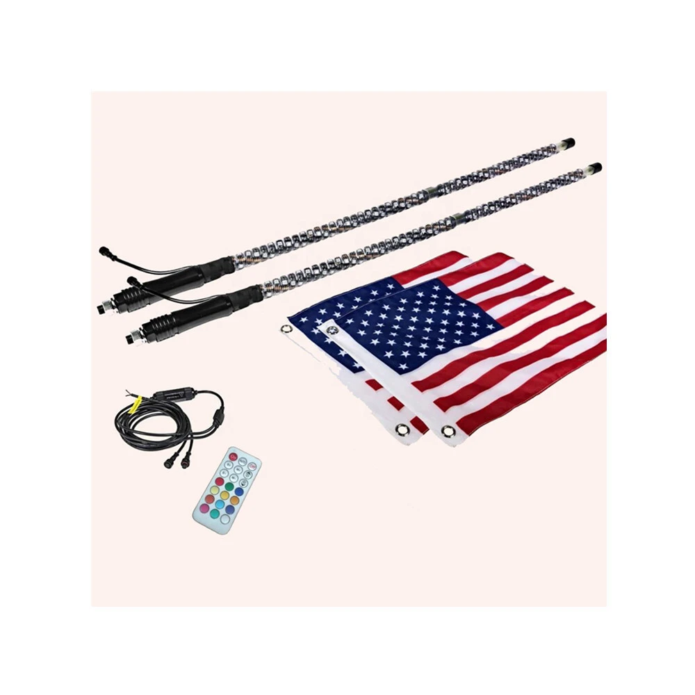 Kingshowstar - Wholesale 5 Feet Quick Release 360 Spiral Rgb Colors Remote Control Ip68 Utv Atv Led Whip Light With Safety Flags led whip light 1