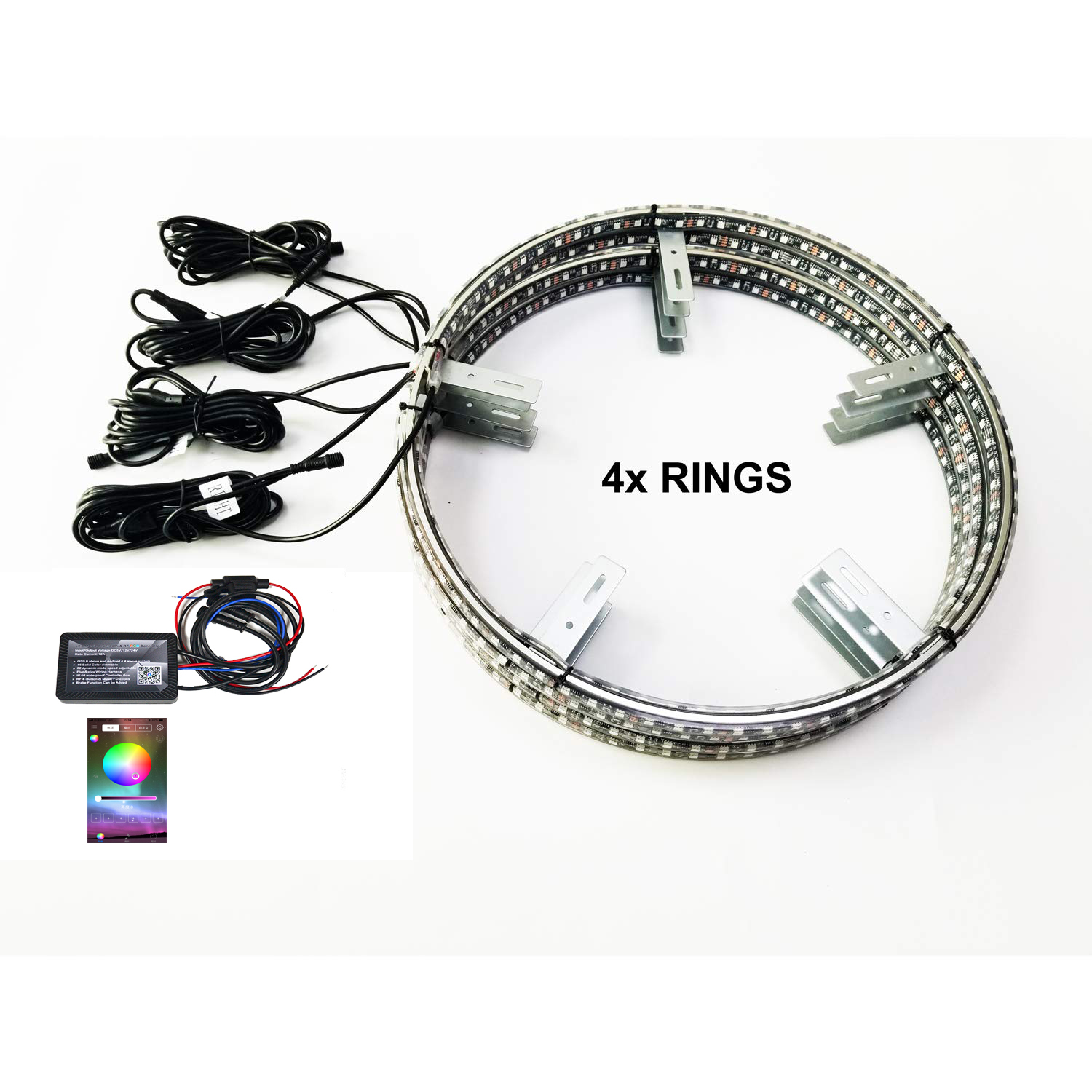 Kingshowstar - LED Wheel Lights 17 4 Wheel Set Color Chasing Moving Wireless by App for Cars Trucks RGB led dream color wheel light light 8