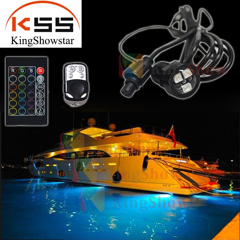 Kingshowstar - 4pcs Outdoor IP68 underwater 9W 12v led black light for fishing boat LED Marine Light 7