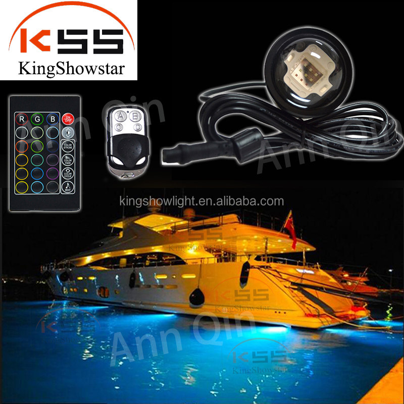 4pcs 9W Multi Colors LED Boat Yacht Underwater Drain Plug Light Fishing Lamp With Remote Controller IP68 10