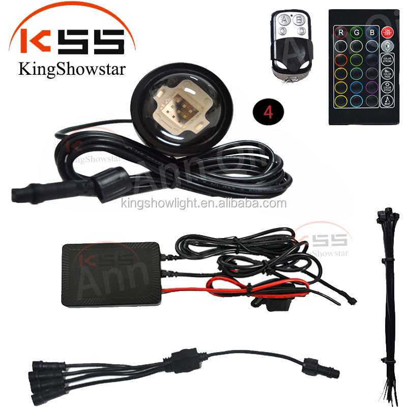 4pcs 9W Multi Colors LED Boat Yacht Underwater Drain Plug Light Fishing Lamp With Remote Controller IP68 12