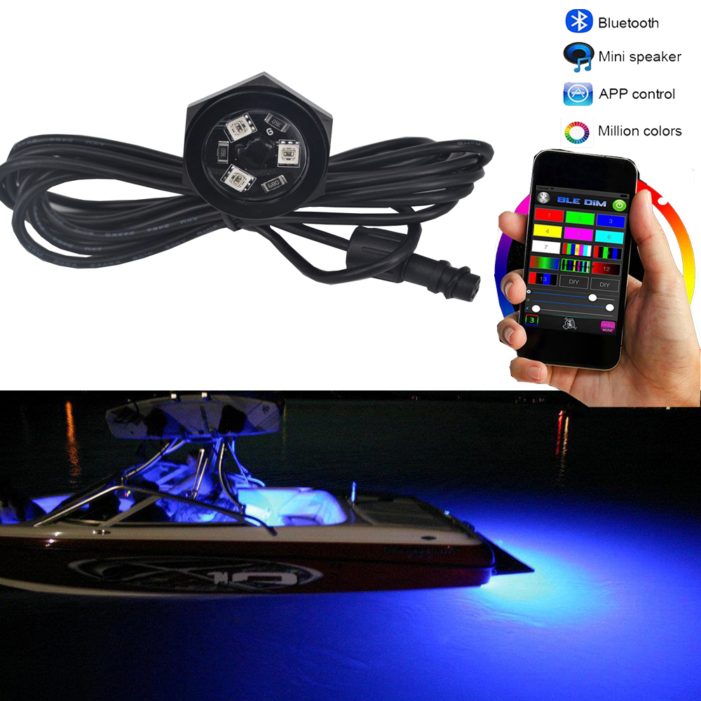 LED Wireless Million Color Marine Bolt Light 12 Volt IP68 Waterproof LED Boat Light with Controller 14