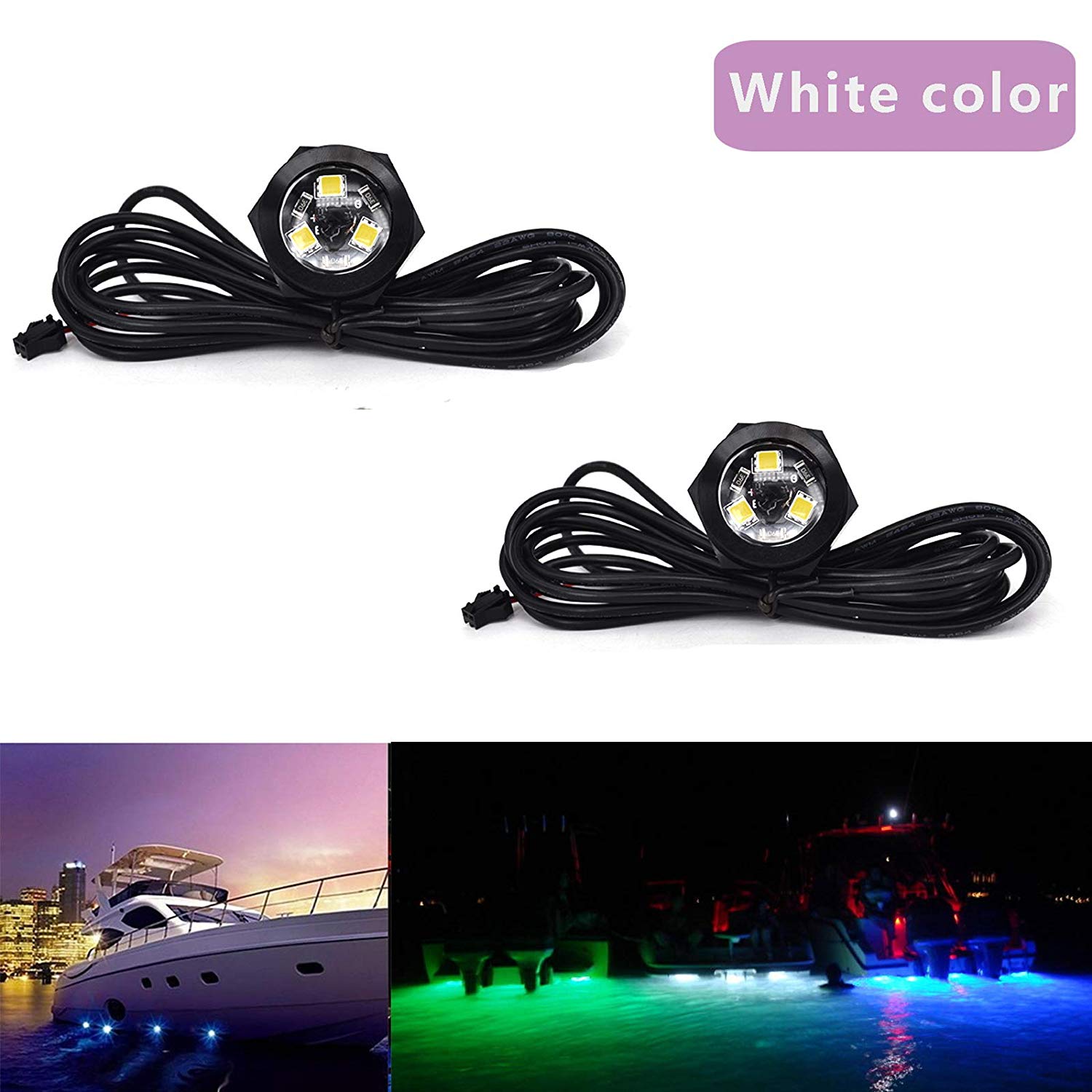 9W White IP68 LED Underwater Boat Drain Plug Light Dive Yacht Lamp Marine 12