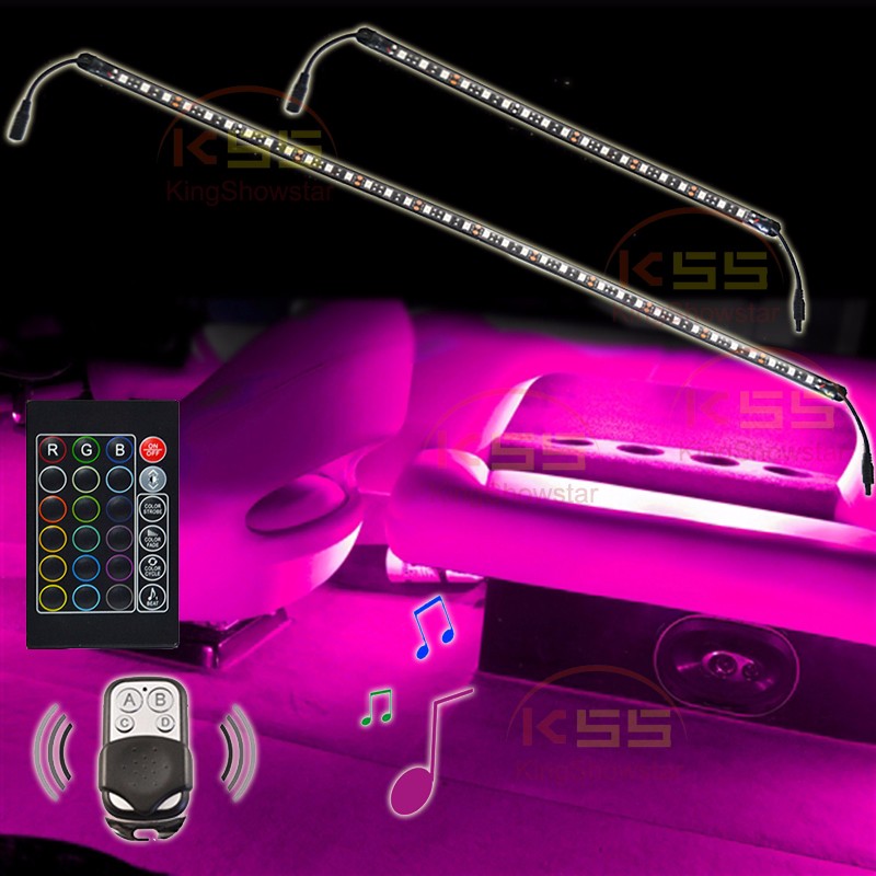 6pcs RGB Color Change Boat Marine Interior LED Strip Flexible Light Kit with Music Controller 7