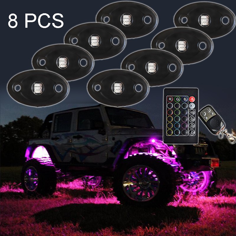 6 X PODS Color Changing Car Truck Led RGB Rock Lights app Controller 9W Mini Led Rock Light 4Pods RGB For 4x4 off road 28