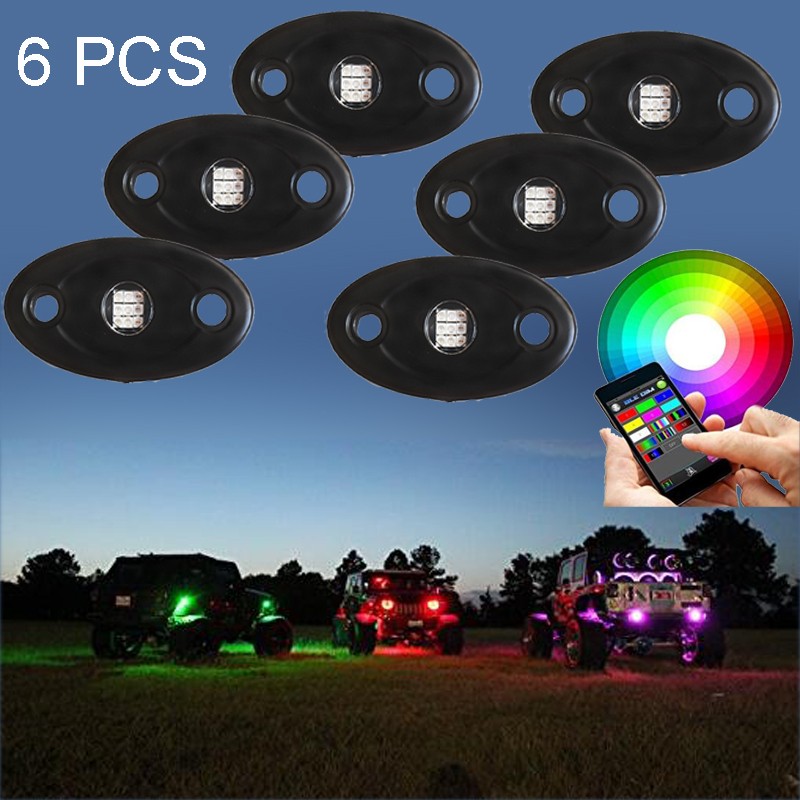 6 X PODS Color Changing Car Truck Led RGB Rock Lights app Controller 9W Mini Led Rock Light 4Pods RGB For 4x4 off road 12