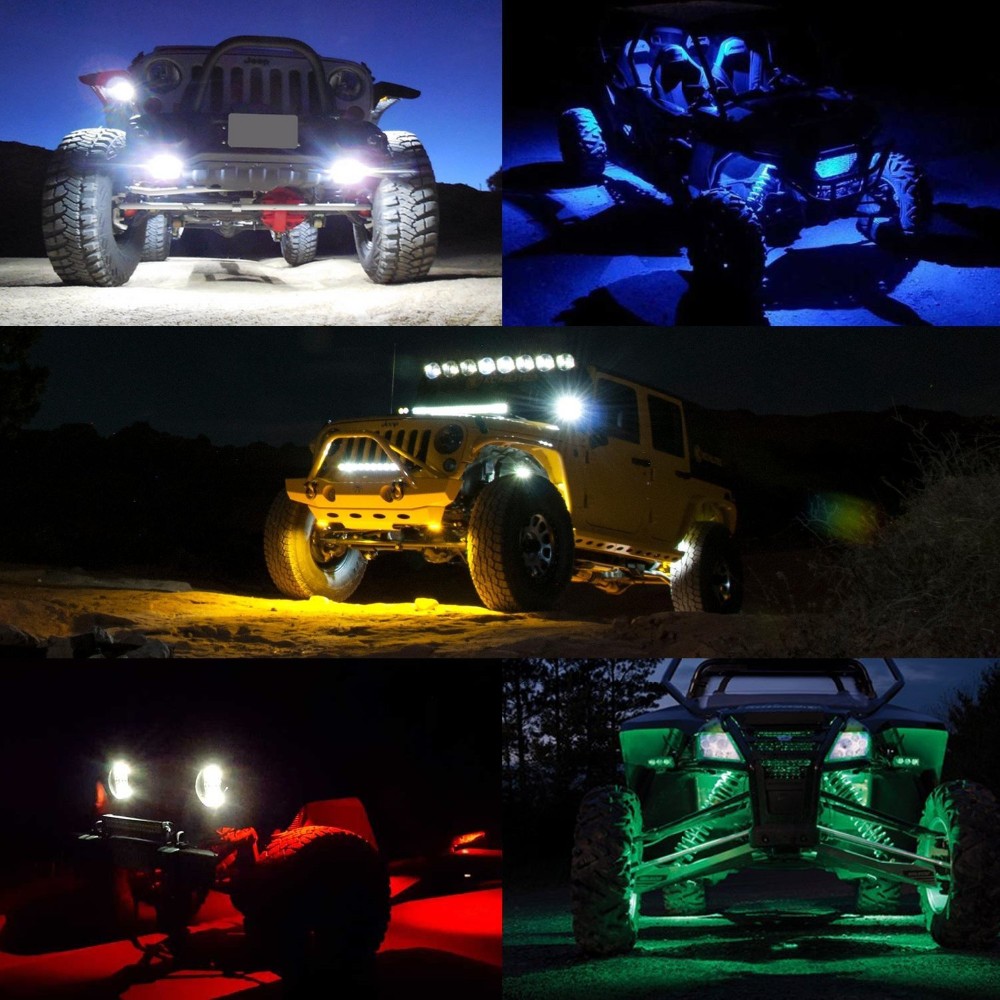 6 X PODS Color Changing Car Truck Led RGB Rock Lights app Controller 9W Mini Led Rock Light 4Pods RGB For 4x4 off road 20