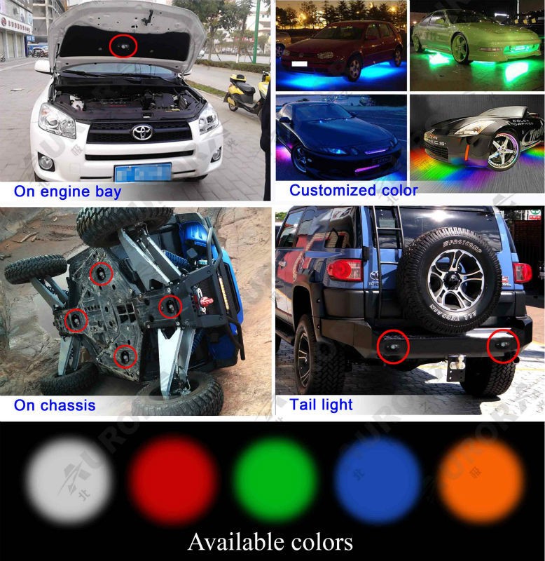 6 X PODS Color Changing Car Truck Led RGB Rock Lights app Controller 9W Mini Led Rock Light 4Pods RGB For 4x4 off road 24