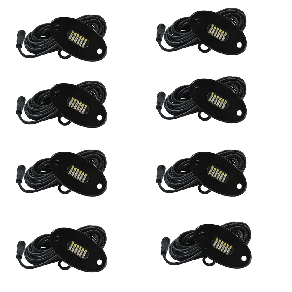 8 Pods RGBW LED Rock Lights - Multicolor Underglow Neon Light Kit with Blue-tooth Controller, Music Mode 8