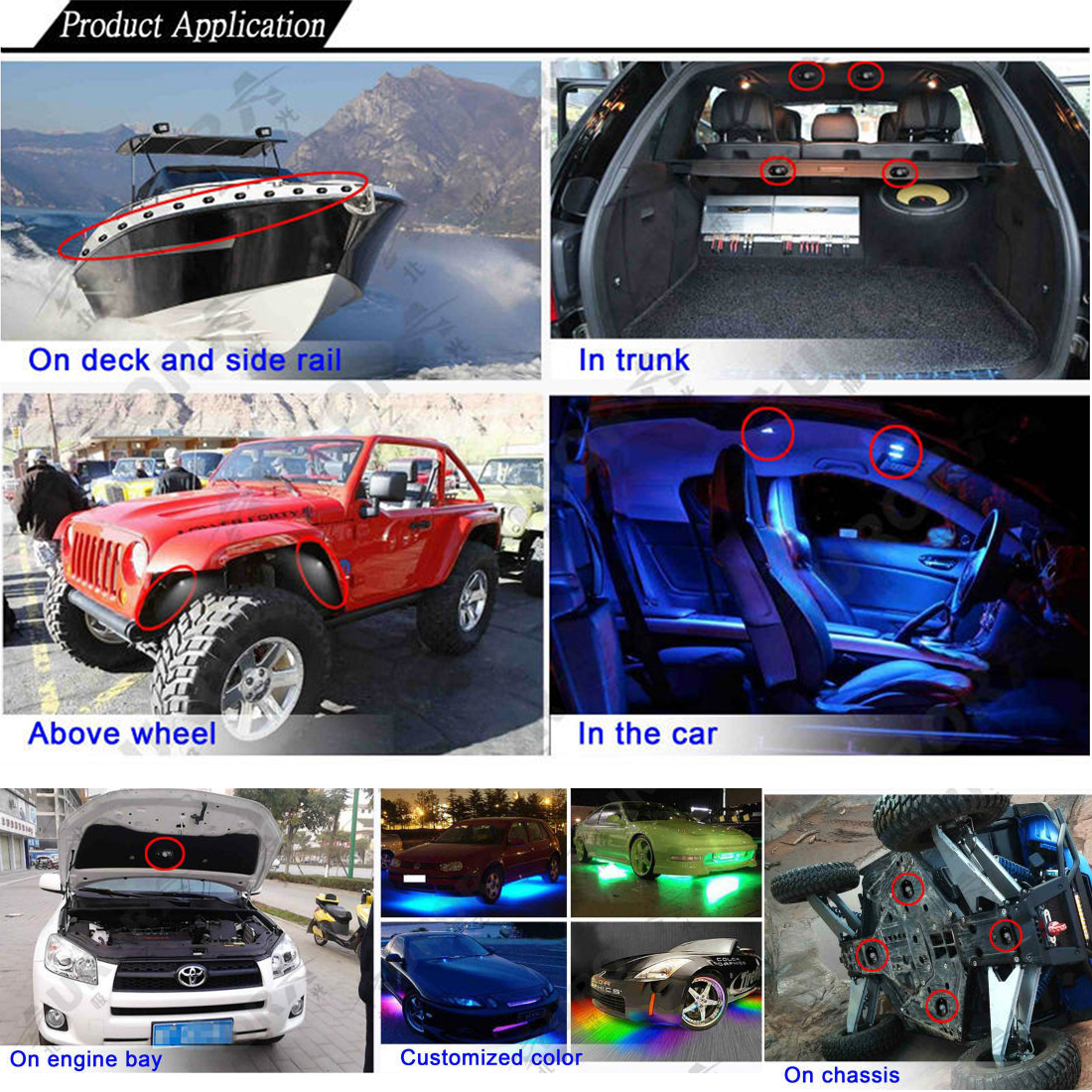 Kingshowstar - Customized color waterproof APP controller universal rgbw led rock light kit for truck suv pickup led top level 24W rock light 16