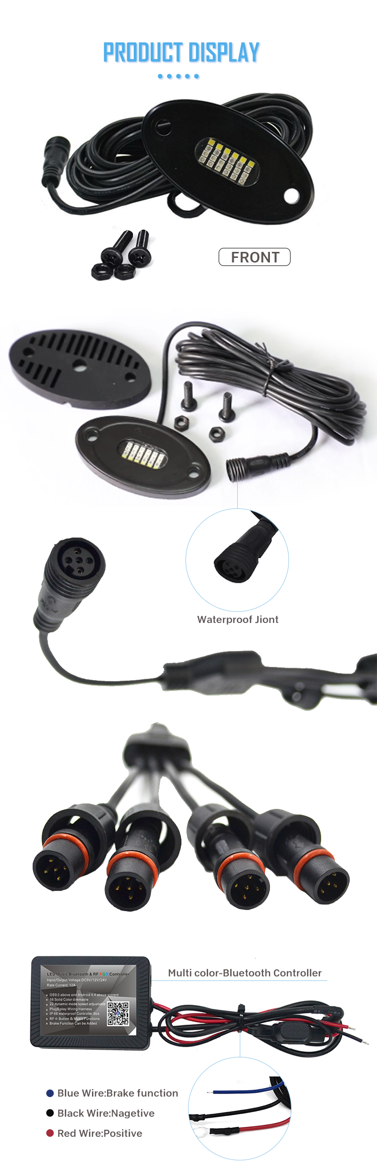 Kingshowstar - Multiple Color APP Rock Waterproof Rgb APP Ip68 Led Rock Lights led top level 24W rock light 14