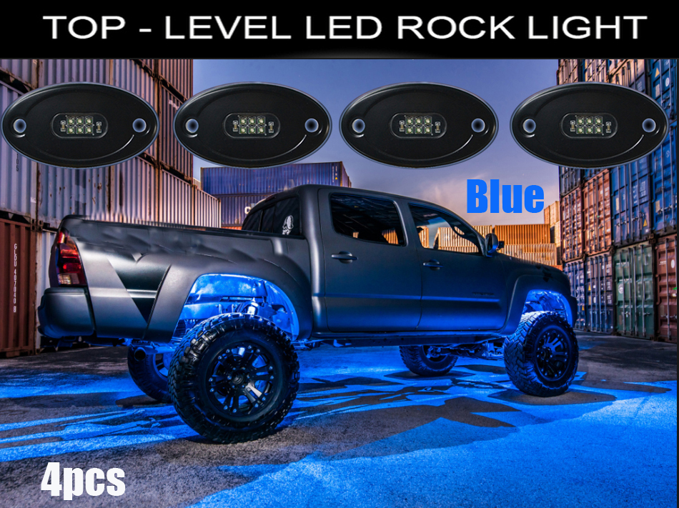 Kingshowstar - 4pcs Bule LED Rock Light Pods for Trucks ATV Underglow OPT7 with 2 Year Warranty led top level 24W rock light 10